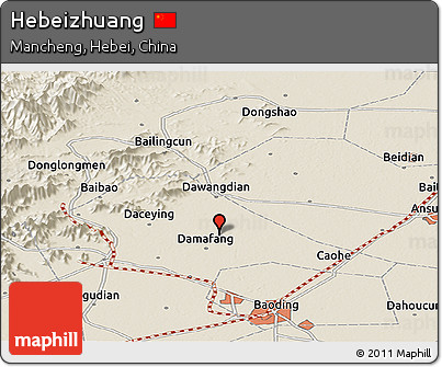 Shaded Relief Panoramic Map of Hebeizhuang