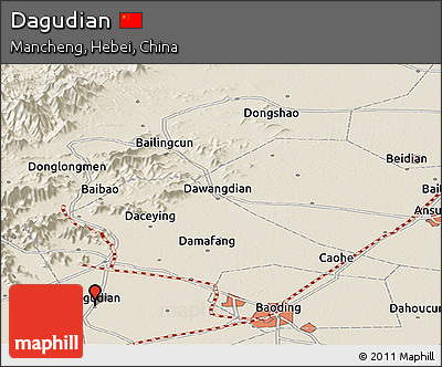 Shaded Relief Panoramic Map of Dagudian
