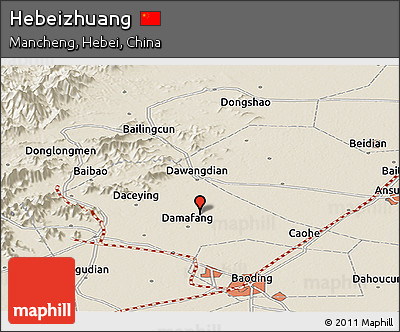 Shaded Relief Panoramic Map of Hebeizhuang