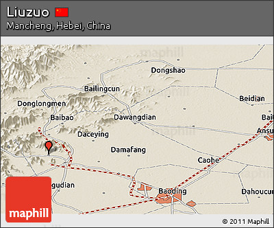 Shaded Relief Panoramic Map of Liuzuo