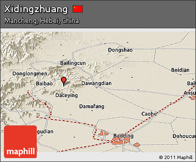 Shaded Relief Panoramic Map of Xidingzhuang