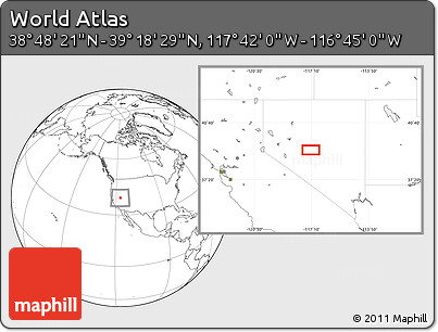 Blank Location Map of the Area around 39° 3' 25" N, 117° 13' 29" W