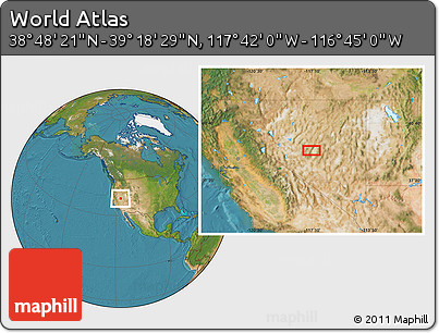 Satellite Location Map of the Area around 39° 3' 25" N, 117° 13' 29" W
