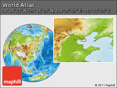 Physical Location Map of the Area around 39° 3' 25" N, 119° 4' 29" E