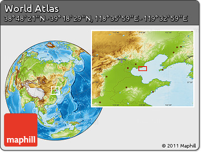 Physical Location Map of the Area around 39° 3' 25" N, 119° 4' 29" E