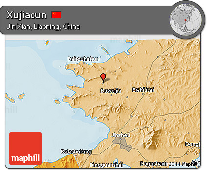 Political 3D Map of Xujiacun