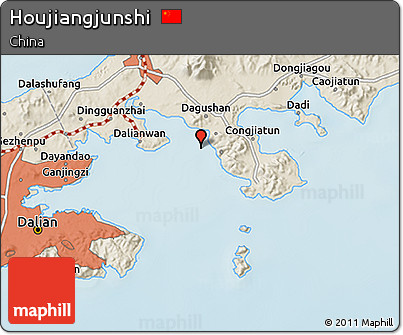 Shaded Relief 3D Map of Houjiangjunshi