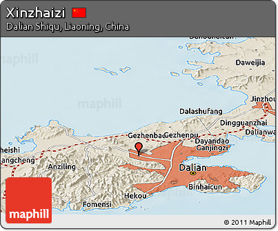 Shaded Relief Panoramic Map of Xinzhaizi