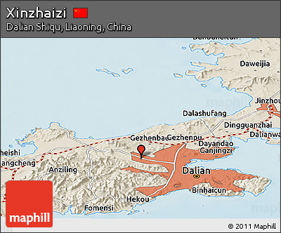 Shaded Relief Panoramic Map of Xinzhaizi