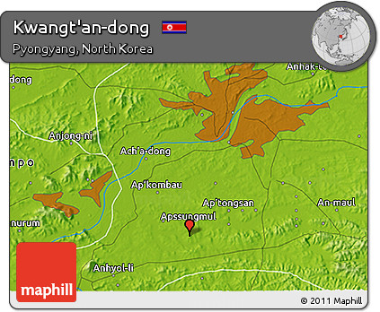 Physical 3D Map of Kwangt'an-dong