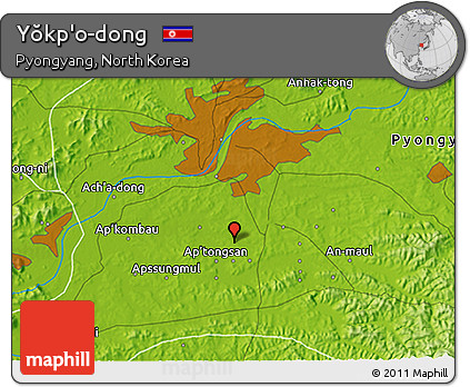 Physical 3D Map of Yŏkp'o-dong