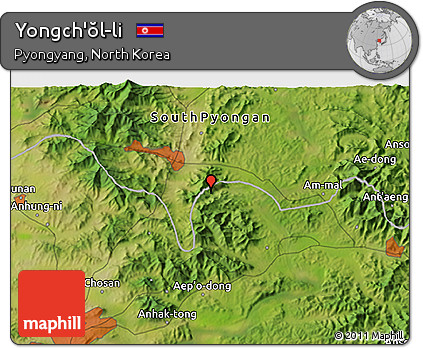Satellite 3D Map of Yongch'ŏl-li