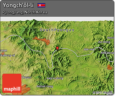 Satellite 3D Map of Yongch'ŏl-li