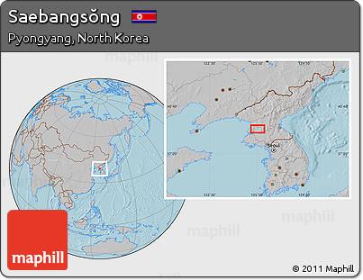 Gray Location Map of Saebangsŏng, hill shading