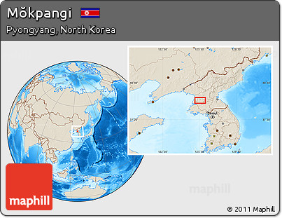 Shaded Relief Location Map of Mŏkpangi