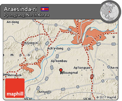 Shaded Relief Map of Araesinda-ri