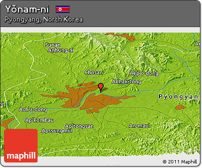 Physical Panoramic Map of Yŏnam-ni