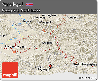 Shaded Relief Panoramic Map of Sasul-gol
