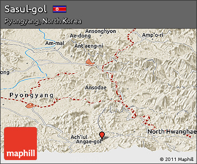 Shaded Relief Panoramic Map of Sasul-gol