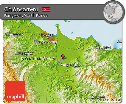 Physical 3D Map of Ch'ŏnsam-ni