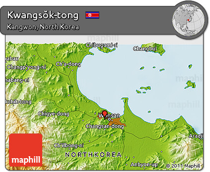 Physical 3D Map of Kwangsŏk-tong