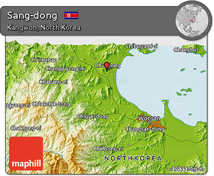 Physical 3D Map of Sang-dong