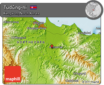 Physical 3D Map of Tudŭng-ni