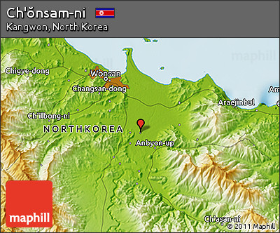 Physical 3D Map of Ch'ŏnsam-ni