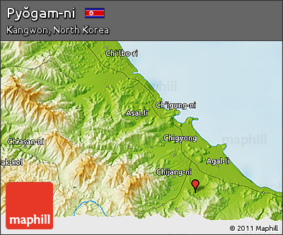 Physical 3D Map of Pyŏgam-ni