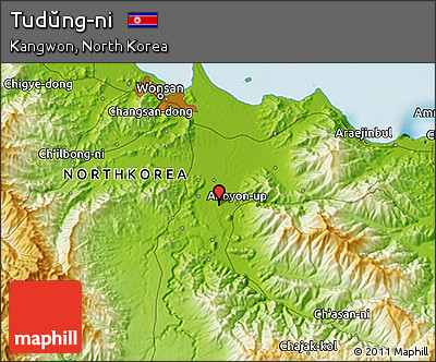 Physical 3D Map of Tudŭng-ni
