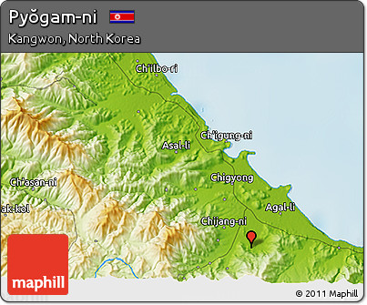 Physical 3D Map of Pyŏgam-ni