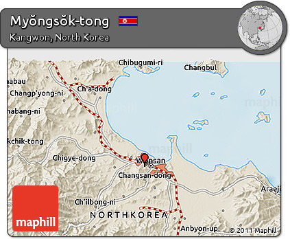Shaded Relief 3D Map of Myŏngsŏk-tong