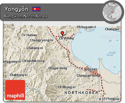Shaded Relief 3D Map of Yongyŏn