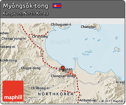 Shaded Relief 3D Map of Myŏngsŏk-tong