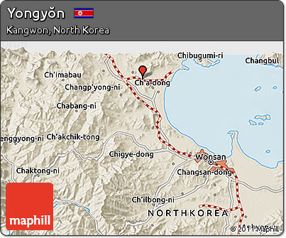 Shaded Relief 3D Map of Yongyŏn