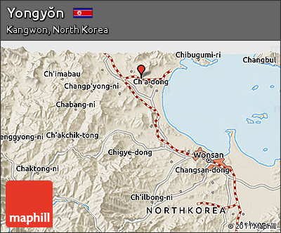 Shaded Relief 3D Map of Yongyŏn