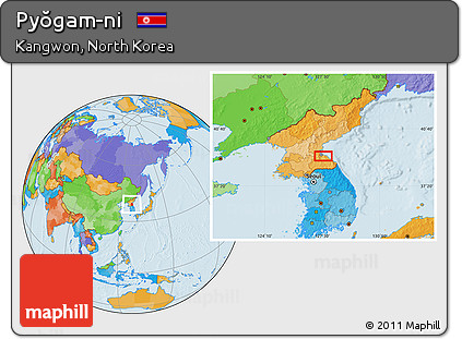 Political Location Map of Pyŏgam-ni