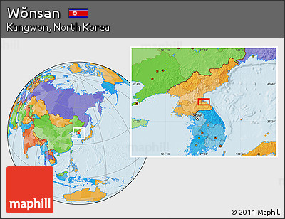 Political Location Map of Wŏnsan
