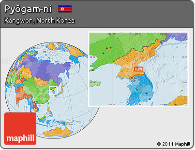 Political Location Map of Pyŏgam-ni