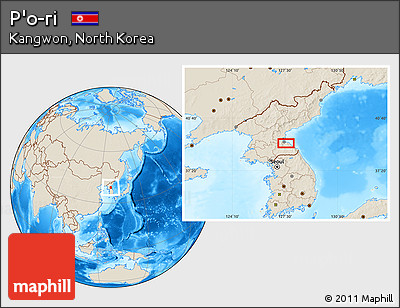 Shaded Relief Location Map of P'o-ri