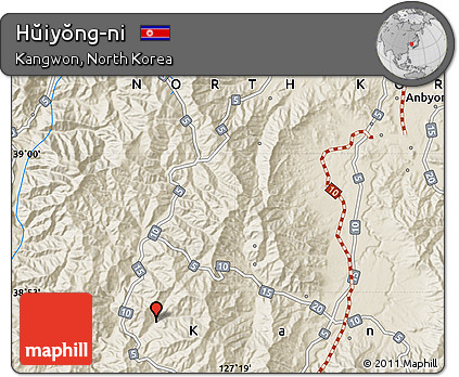Shaded Relief Map of Hŭiyŏng-ni