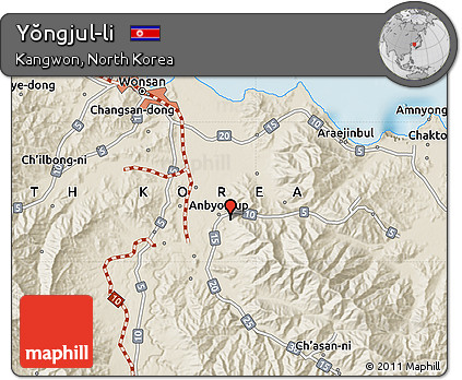Shaded Relief Map of Yŏngjul-li
