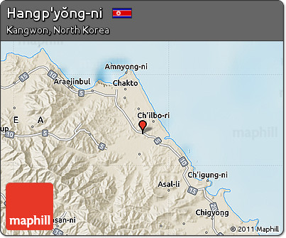 Shaded Relief Map of Hangp'yŏng-ni