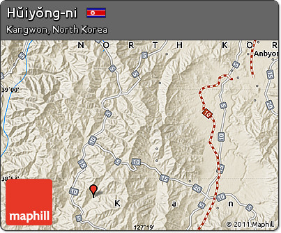 Shaded Relief Map of Hŭiyŏng-ni