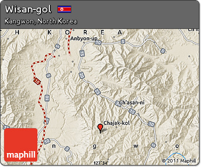 Shaded Relief Map of Wisan-gol