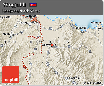 Shaded Relief Map of Yŏngjul-li