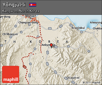 Shaded Relief Map of Yŏngjul-li