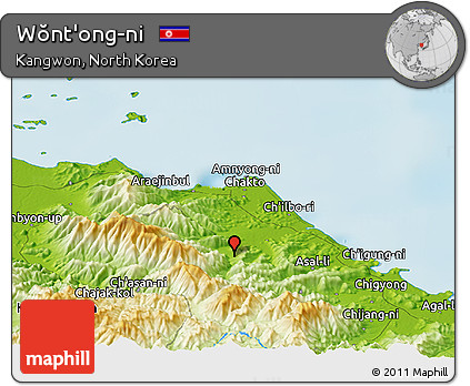 Physical Panoramic Map of Wŏnt'ong-ni