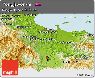 Physical Panoramic Map of Yongjiwŏn-ni