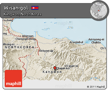 Shaded Relief Panoramic Map of Wisan-gol